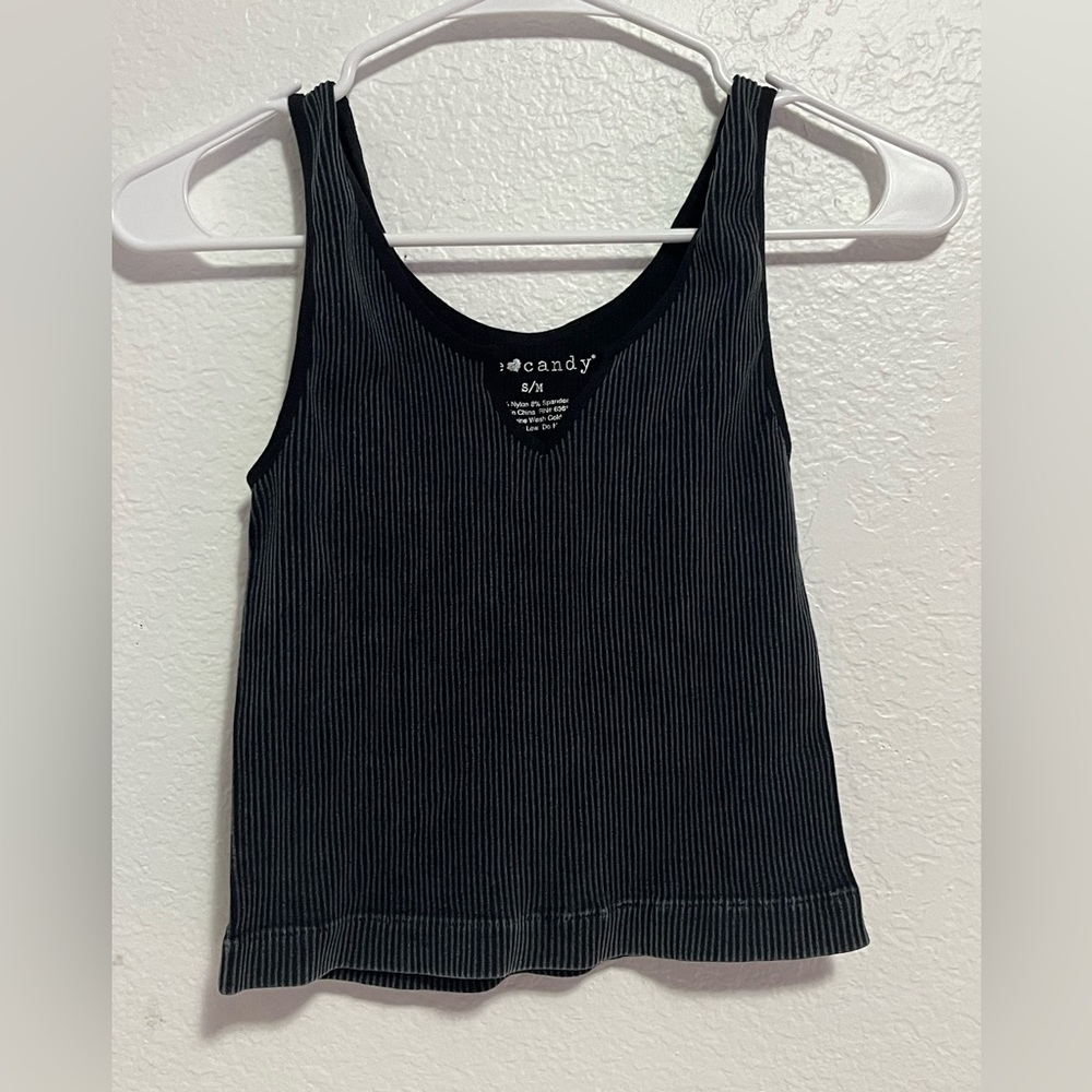 blue-black ripped tank top